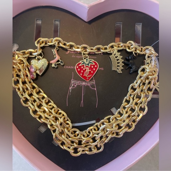 JUICY COUTURE CHAIN LINK BELT W CHARMS! In box! M/L - Picture 1 of 3